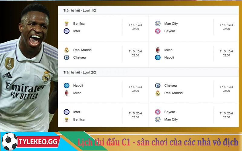 Lịch thi đấu C1 - sân chơi của các nhà vô địch